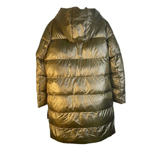 French Connection Hooded Puffer Coat Black Front Zip & Snap Pockets Size Large - Picture 8 of 9